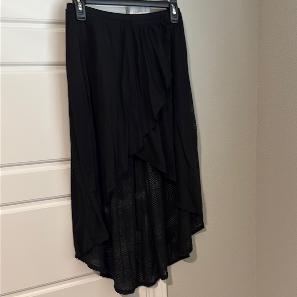 American Eagle Outfitters Black Asymmetrical Wrap Midi Skirt